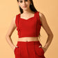Myshka Women's Red Solid Top With Trousers - Swadesiicart