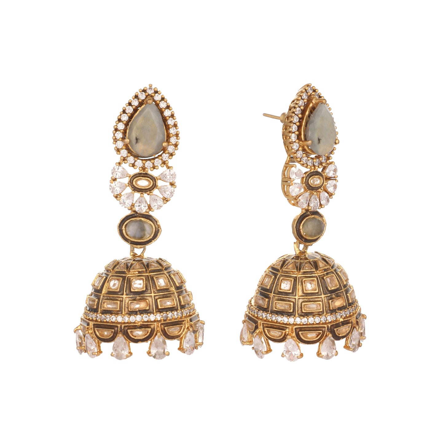 Nuyug 22K Gold Plated Aureate Swirl Jhumki Earrings | Swadesiicart