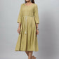 Juniper Women's Green Rayon Slub Solid Dress | Swadesiicart