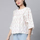 Ahalyaa Off White Pure Cotton Floral Printed Tunic | Swadesiicart