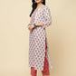 Designer Stylish Red Cotton Blend Stitched Suit With Dupatta - Tanisha | Swadesiicart