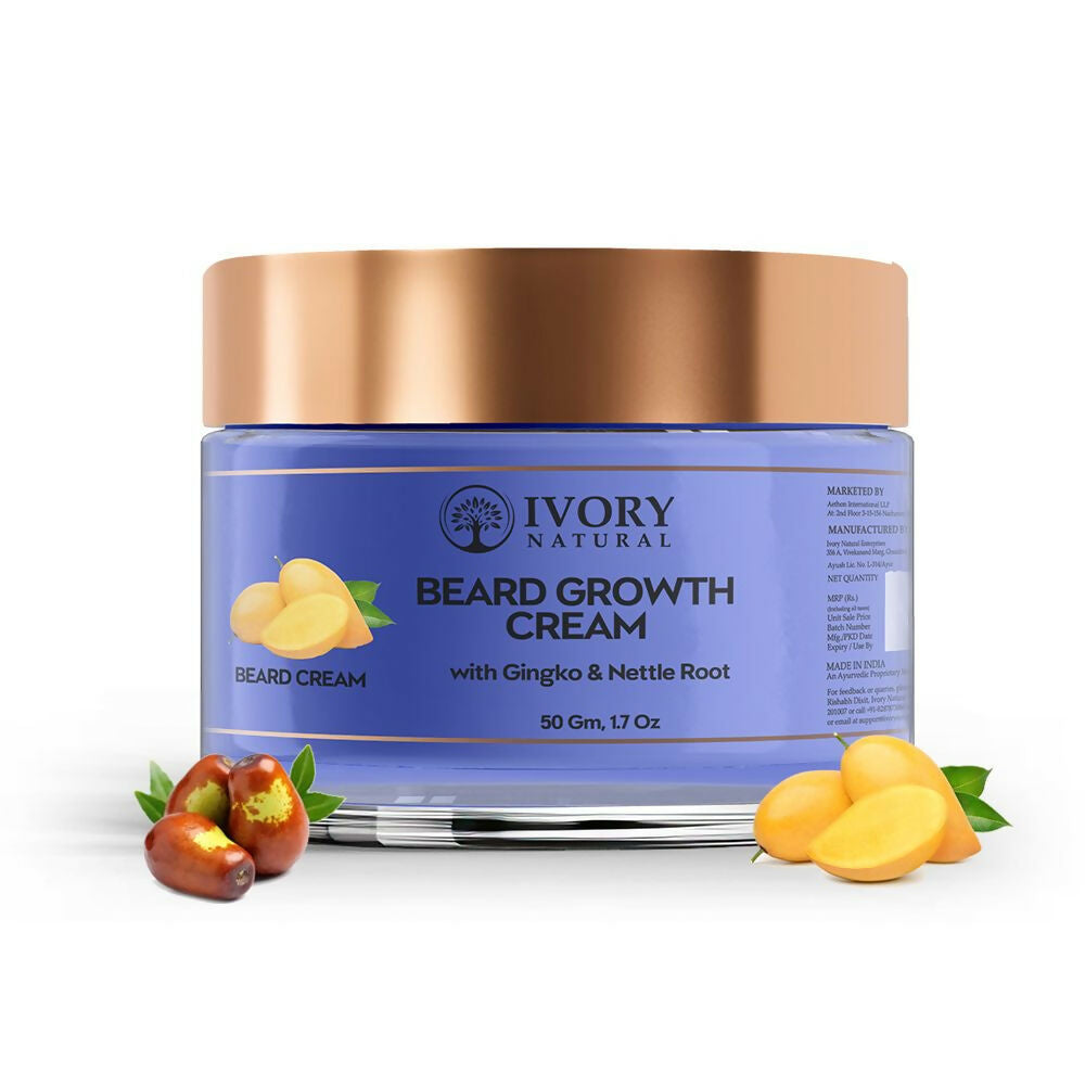 Ivory Natural Beard Growth Cream - Biotin Boosted Hair Follicle For New Hair Cycle | Swadesiicart