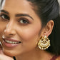 Nuyug 22K Gold-Plated Kundan Stone Studded & Pearl Beaded Moon Chandbalis | Swadesiicart