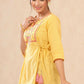 Juniper Women Yellow Cotton Dobby Embroidered A-Line Tunic | Swadesiicart