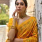 Vishnu Weaves Women's Mustard Yellow Silk Woven Saree with Blouse - Swadesiicart