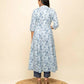 FIORRA Women's Light Blue Cotton Flared Kurta Pant with Dupatta - Swadesiicart