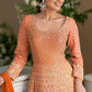 Anaita Orange Georgette Readymade Anarkali Suit with Embroidery Zarkan Work (Free Size)