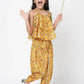 Lil Drama Golden Weaves Yellow Crop Top With Dhoti Co-Ordinate Set - Swadesiicart