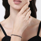 NVR Women Silver-Toned Black Brass Rhodium-Plated Link Bracelet - Swadesiicart