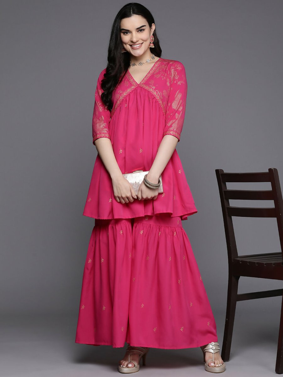 Ahalyaa Women's Traditional Wear Co-ods - Pink - Swadesiicart