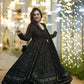 Jyoti Fashion Women's Black Faux Georgette Zari Embroidery with Sequence Anarkali Dress with Dupatta | Swadesiicart