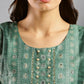 Sea Green Chinon Digital Printed With Hand Work Kurta - Himanshi - Swadesiicart