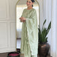 The52 Pista Women's Gorgeous Embroidered Vichitra Silk Fabric Flared Kurta Pant with Dupatta Set - Swadesiicart