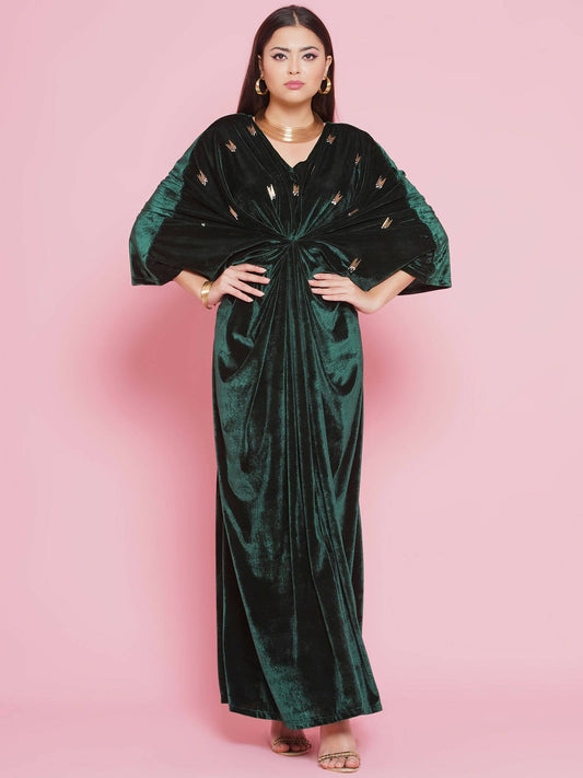 Women Republic Green Velvet Hand Embellished Gown | Swadesiicart
