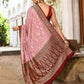 Joban Fashion Nude Pink Crepe Chiffon Pure Handloom Banarasi Silk Saree | Swadesiicart
