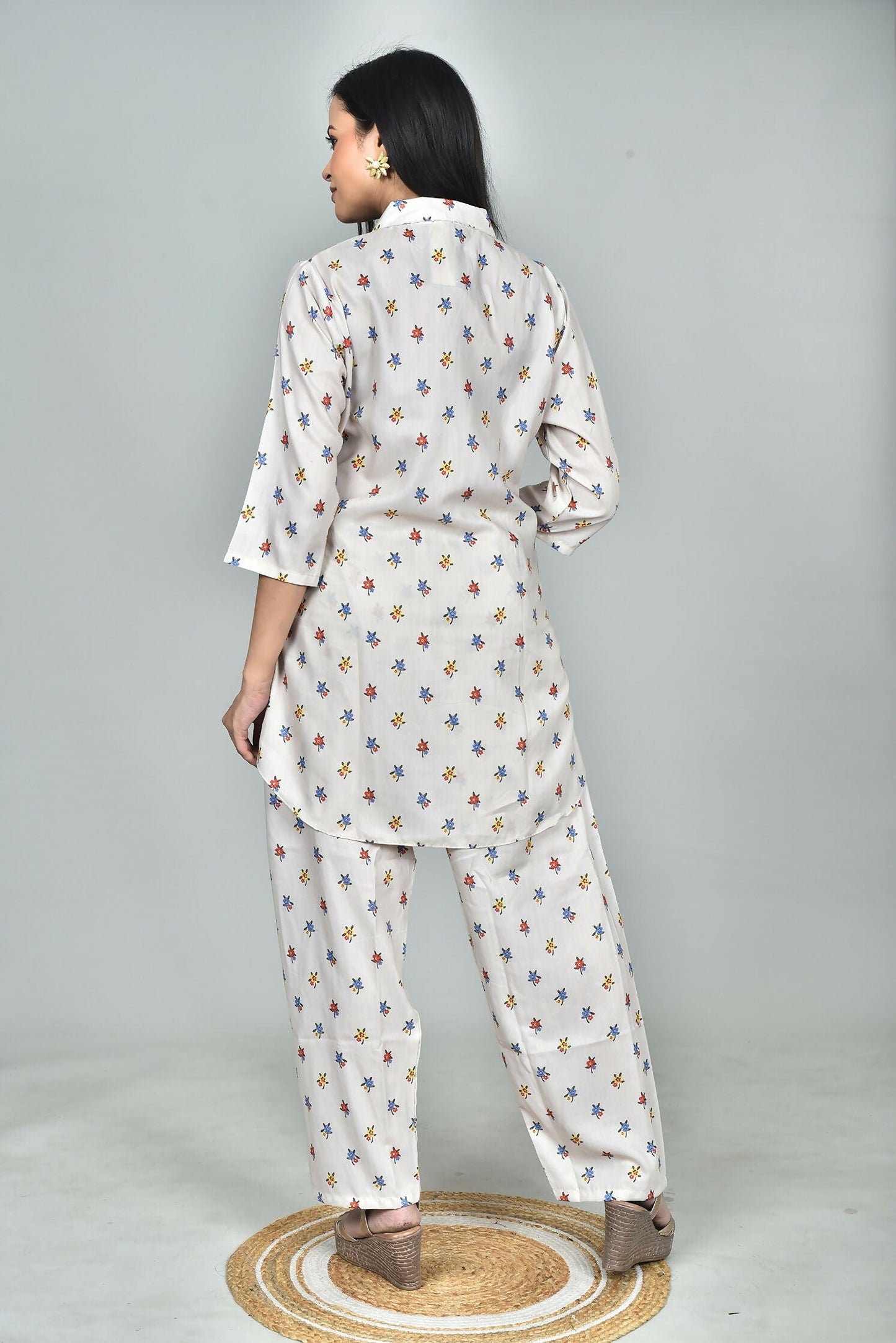 Morchari Digital Print Semi Muslin Co-Ord Set Top & Trouser-Multicolor - Swadesiicart