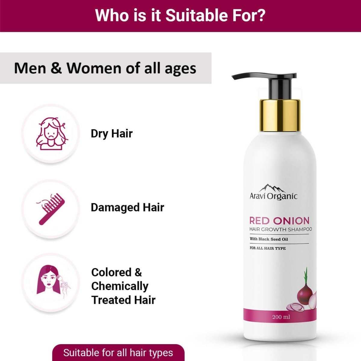Aravi Organic Onion Hair Shampoo for Hair Growth and Hair Fall Control | Swadesiicart