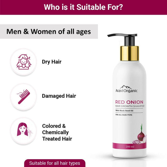 Aravi Organic Onion Hair Shampoo for Hair Growth and Hair Fall Control | Swadesiicart