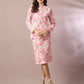 Myshka Women's Pink Printed Round Neck Party Top With Skirt Co-ord set - Swadesiicart