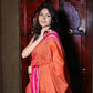 Very Much Indian Handloom Cotton Viscose Ilkal Saree With Pure Resham Pallu - Orange | Swadesiicart