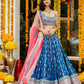 Jyoti Fashion Gorgeous Blue Sequins with Thread & Zari Embroidery Chinon Lehenga Choli with Dupatta | Swadesiicart