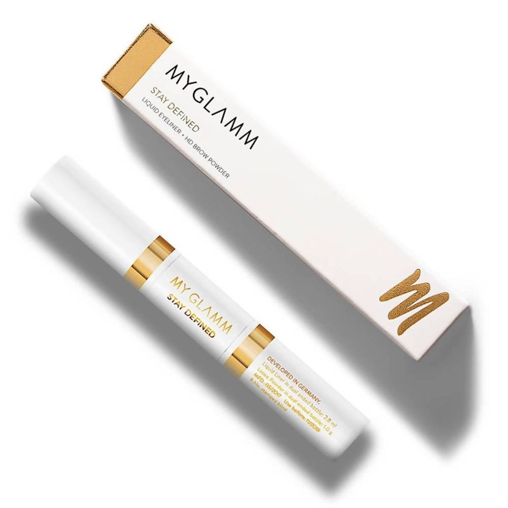 MYGLAMM Stay Defined Liquid Eyeliner Brow Powder - Nutmeg & Espresso - Swadesiicart
