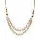 Double Layered Kundan and American Diamond Neckpiece (Gold) - Ruby Raang | Swadesiicart