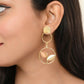 VOJ One Gram Gold-Polished Round Shaped Drop Earrings - Swadesiicart
