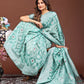 Shree Shyam Fashion Pankhuri Sea Green Linen Cotton Saree