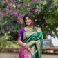 Vishnu Weaves Women's Green Banarasi Silk Saree with Blouse - Swadesiicart