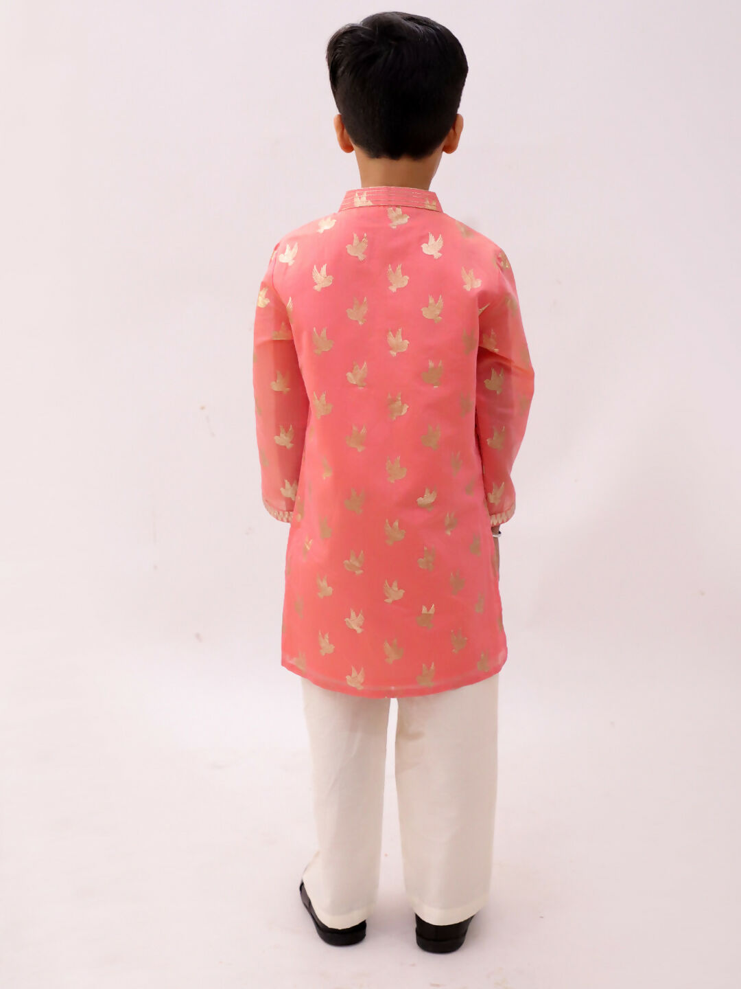 Lil Drama Mishti Peach Kurta Pyjama Set For Boys | Swadesiicart