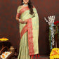 Lorenvalley Fashion Seagreen Cotton Woven Design with Zari Weaving Design Saree - Swadesiicart