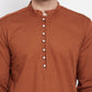 Even Apparels Brown Color Pure Cotton Men's Kurta With Band Collar | Swadesiicart