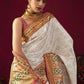 Vishnu Weaves Women's White Paithani Silk Saree with Blouse - Swadesiicart