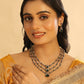 Nuyug 18K Gold Plated Emerald Elysian Layered Necklace Set | Swadesiicart