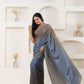 Grey Satin Pedding Designer, Printed Party Wear Ready To Wear Saree - Femina | Swadesiicart