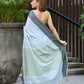 Beatitude Grey Cotton Jacquard Border Tangail Handloom Saree