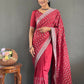 Vastranavya Pink Chinnon Silk Embroidery Multi Sequence & Arco Cut Work Ready to Wear Saree | Swadesiicart