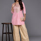 Ahalyaa Pink Printed Tunic - Pink Color | Swadesiicart