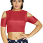 Aastha Fashion Women's Gajri Art Silk Cold Shoulder Sleeve Readymade Blouse