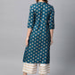 Anubhutee Teal Blue & Off-White Foil Print Kurta with Palazzos | Swadesiicart
