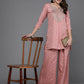 Ahalyaa Women Floral Yoke Design Tunic with Palazzos - Pink Color | Swadesiicart