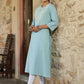 Juniper Women's Blue Cotton Flex Embroidered Straight Kurta | Swadesiicart