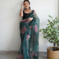 Vamsee Green Organza Saree - Swadesiicart