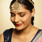 Gold-Polished White Kundan-Studded Pearl Beaded Matha Patti - Ruby Raang | Swadesiicart