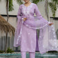 The52 Lavender Women's Beautiful Thread work Rayon Fabric with Straight Kurta, Pant and Dupatta Set - Swadesiicart