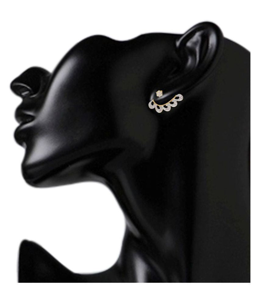 Gold-Polished Alloy American Diamond Small Earrcuff - The Pari - Swadesiicart