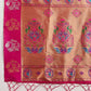 Vishnu Weaves Women's Magenta Banarasi Silk Zari Woven Saree with Blouse - Swadesiicart