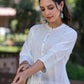 Juniper Women's White Cotton Slub Embroidered Straight Kurta | Swadesiicart
