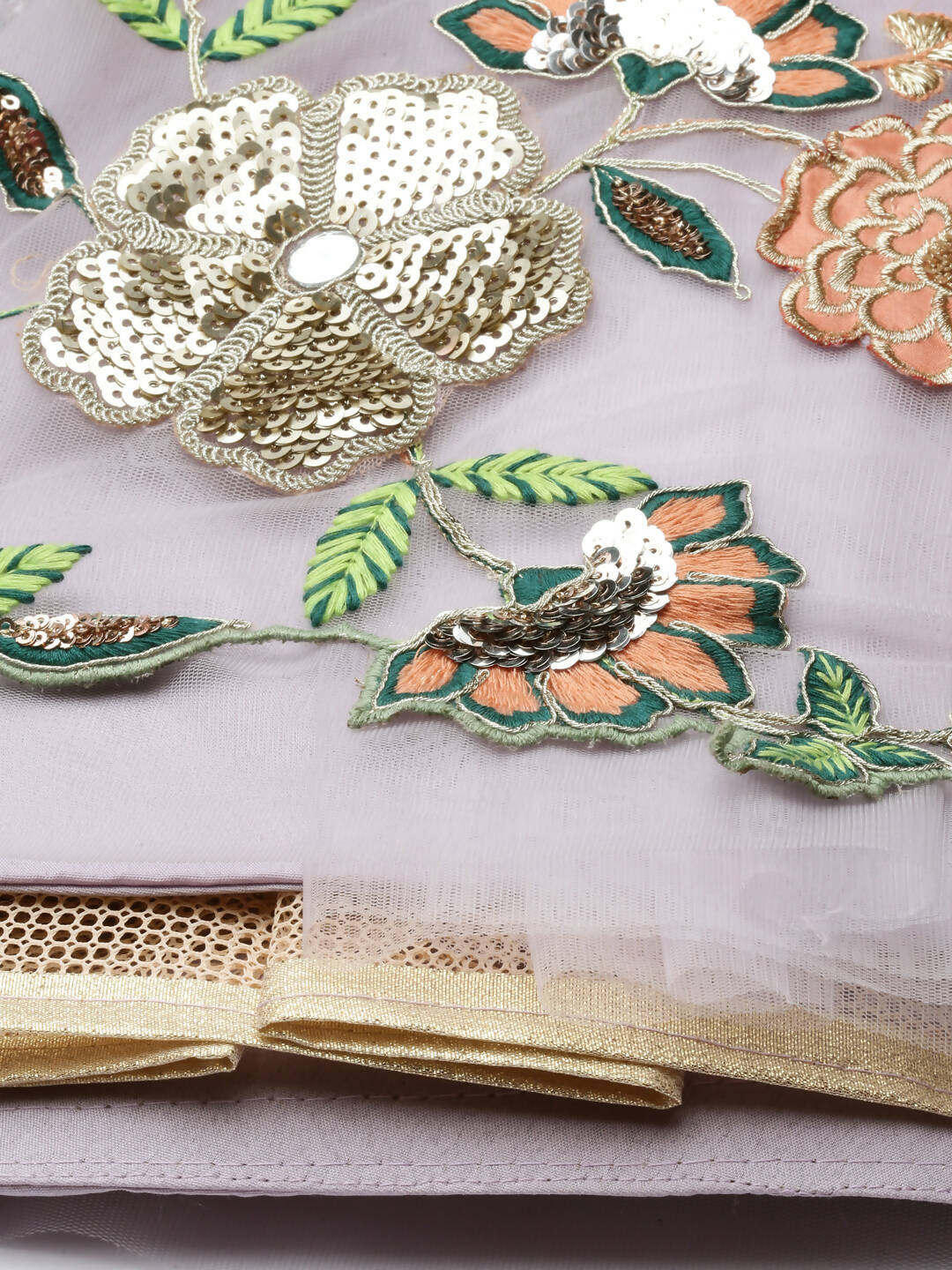 House of Panchhi Lavender - Net Embroidered Sequence Lehenga | Swadesiicart